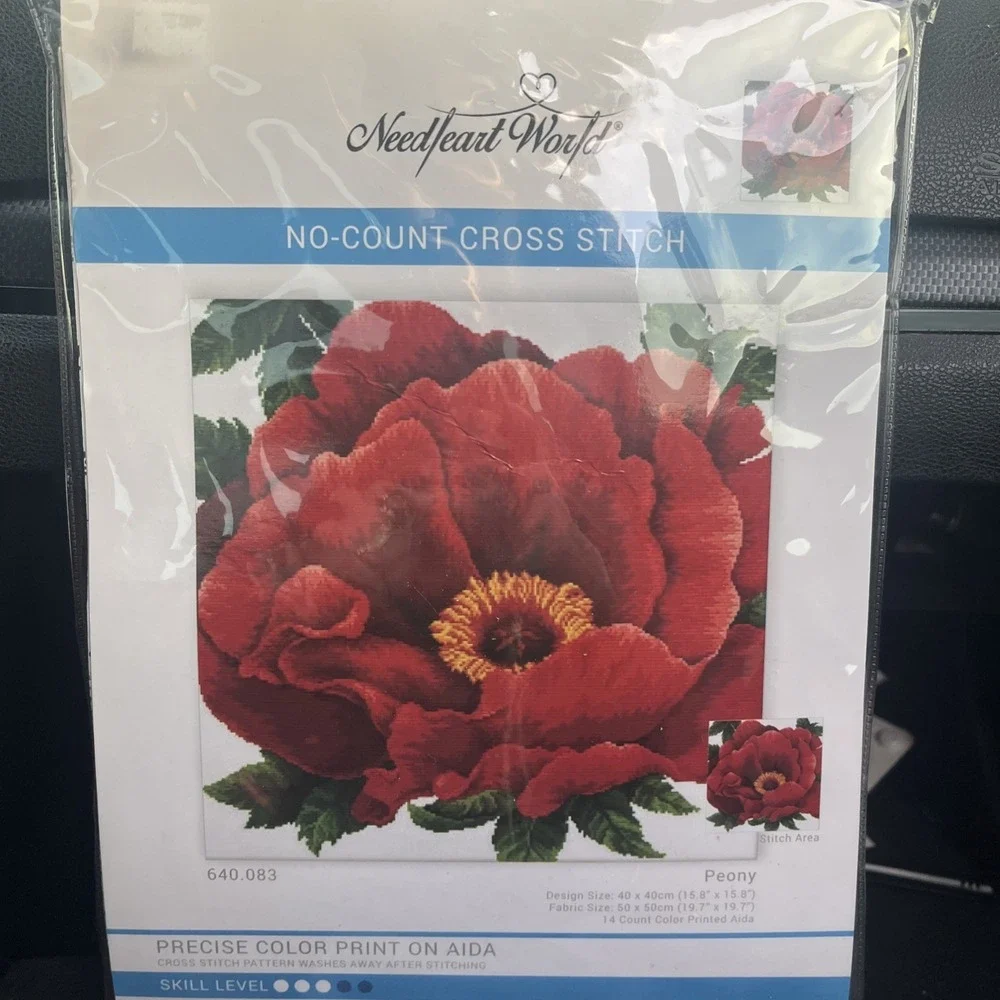 Needleart World Cross Stitch Kit 640.083 Peony Flower Spring Summer Garden Red